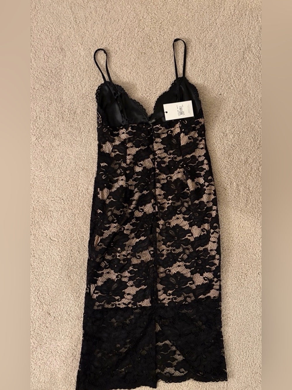 Black Lace Overlay Slip Dress - Picture 3 of 3